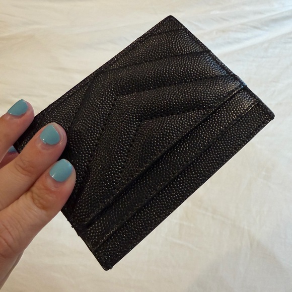 Yves Saint Laurent Black Card Holder with Gold Logo - Picture 3 of 3